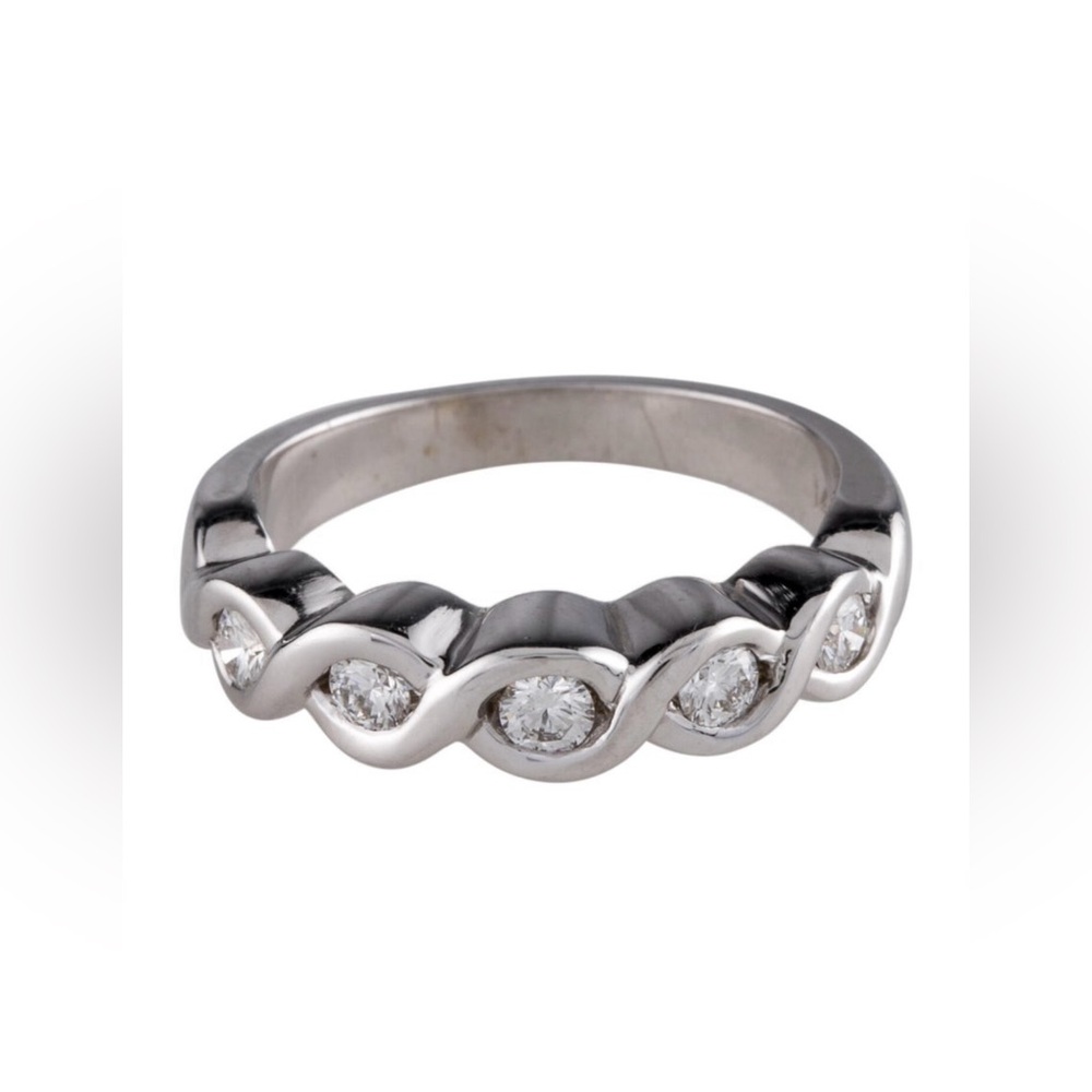 14KT White Gold Natural Diamonds Band - Picture 2 of 10